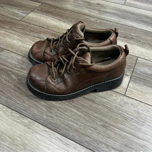 Y2K Brown Leather Clogs - Picture 1 of 7